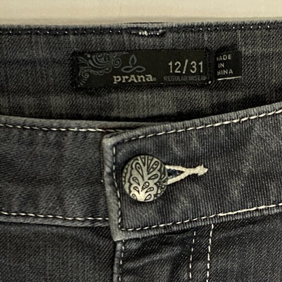 Prana Mid Rise Straight Leg Stretch Denim Jeans Faded Grey White Stitching 12 - Picture 13 of 14